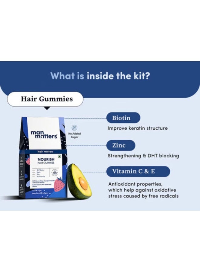 مان ماترز مجموعة مان ماترز لعلاج تساقط الشعر المرحلة الثالثة | مينوكسيديل مع فيناسترايد 60 مل مع حلوى البيوتين للشعر 30 قطعة | يحفز بصيلات الشعر ويغذي الشعر ويعزز نموه. - Image 3